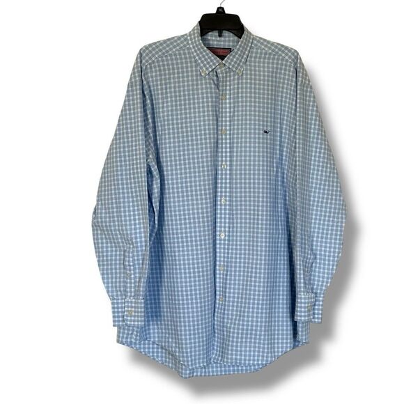 Vineyard Vines Men’s Whale Shirt Blue Check Long Sleeve Button Up XL Preppy - Picture 1 of 8